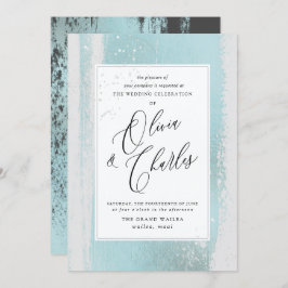 PixDezines Shine, Blue Watercolor+Imitats Metallic Einladung