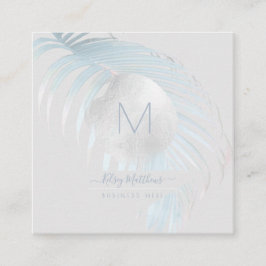 PixDezines Silver Blue Palms Quadratische Visitenkarte