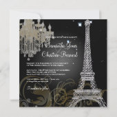 PixDezines SILVER EIFFEL+CRYSTAL CHANDELIN Einladung (Rückseite)