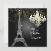 PixDezines SILVER EIFFEL+CRYSTAL CHANDELIN Einladung (Vorderseite)