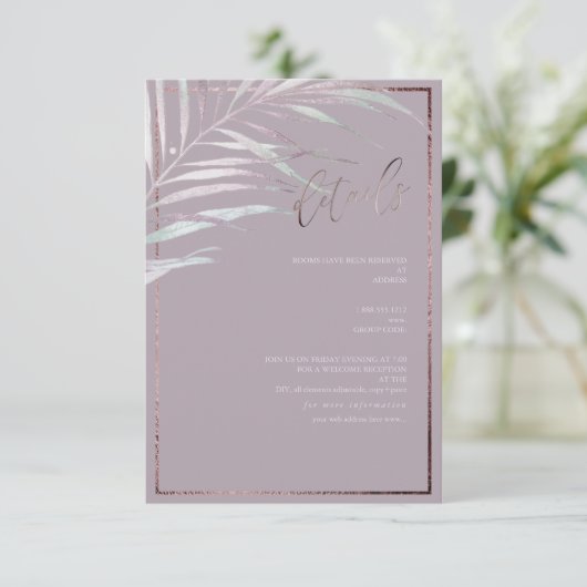 PixDezines Silver Mauve Palm Details Karten (Stehend Vorderseite)