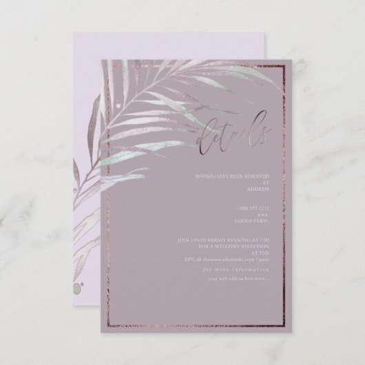 PixDezines Silver Mauve Palm Details Karten (Vorne/Hinten)