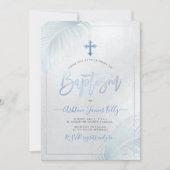 PixDezines Silver Palms Taufe Einladung (Vorderseite)