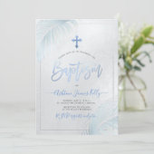 PixDezines Silver Palms Taufe Einladung (Stehend Vorderseite)