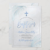 PixDezines Silver Palms Taufe Einladung (Vorne/Hinten)