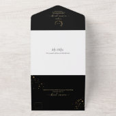 PixDezines Simple Black Imitats Goldrand All In One Einladung (Außenbereich)