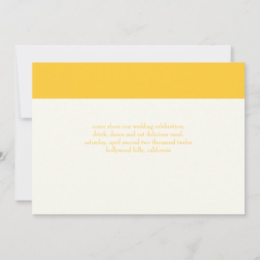 PixDezines sind gelb, extravaganter Schriftart... Einladung (Rückseite)