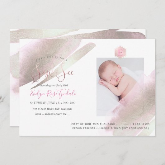 PixDezines SIP+SEE, MONOGRAM, PLATINUM+BLUSH Ankündigung (Vorne/Hinten)