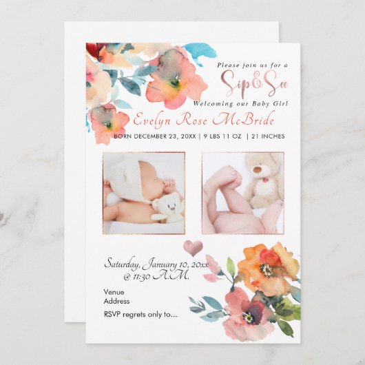 PixDezines SIP+SEE, WATERCOLOR-BLUME Ankündigung (Vorne/Hinten)