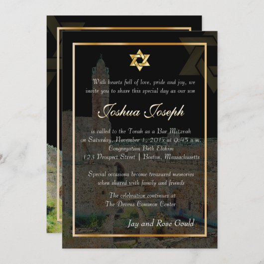 PixDezines Sketch Tower von David/diy Hintergrund Einladung (Vorne/Hinten)