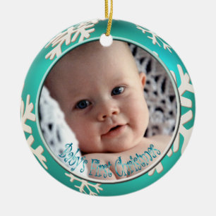 PixDezines Snowflakes Baby's First Christmas Keramik Ornament