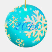 PixDezines Snowflakes Baby's First Christmas Keramikornament (Hinten)