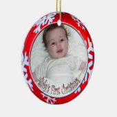 PixDezines Snowflakes Baby's First Christmas Keramikornament (Rechts)