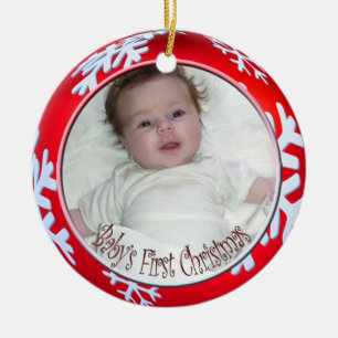 PixDezines Snowflakes Baby's First Christmas Keramikornament