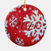 PixDezines Snowflakes Baby's First Christmas Keramikornament (Hinten)