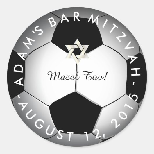 PixDezines Soccer Mitzvah Runder Aufkleber (Vorderseite)