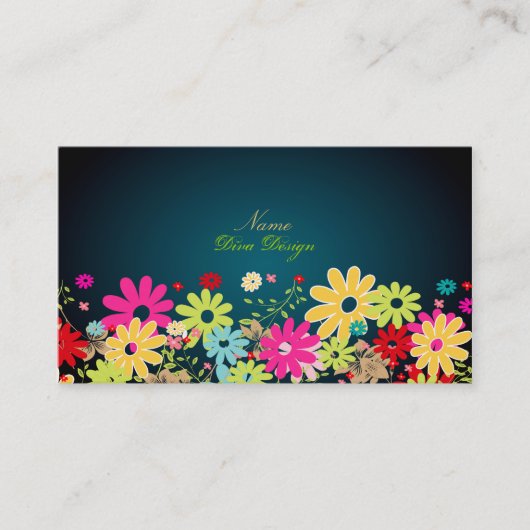 PixDezines Sommerblüten, BusinessCard Visitenkarte (Vorderseite)