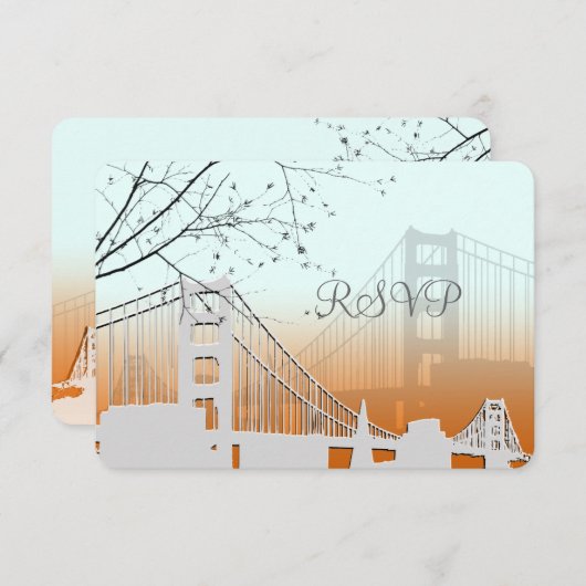 PixDezines Sonnenuntergang am goldenen Tor/Degenhi RSVP Karte (Vorne/Hinten)