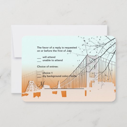 PixDezines Sonnenuntergang am goldenen Tor/Degenhi RSVP Karte (Rückseite)