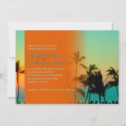 PixDezines Sonnenuntergang auf einer tropischen Ho Einladung (Rückseite)
