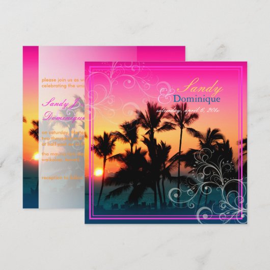 PixDezines Sonnenuntergang bei A-Bay/hawaii Einladung (Vorne/Hinten)