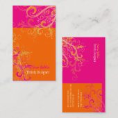 PixDezines Sorbet Wirbel /Rosa+Mandarine Visitenkarte (Vorne/Hinten)