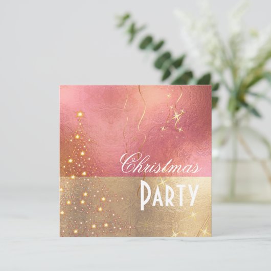 PixDezines Sparkling Weihnachtsbaum Party Einladung (Stehend Vorderseite)