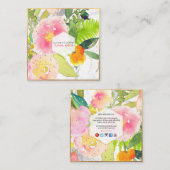 PixDezines SPRING BOUQUET/WASSERFARBE/FLORAL Quadratische Visitenkarte (Vorne/Hinten)