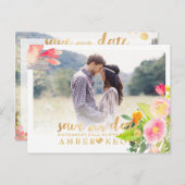 PixDezines Spring Floral Save the Date Ankündigungspostkarte (Vorne/Hinten)