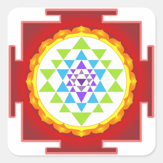 PixDezines Sri Yantra/Chakra Clearing/Focus Point Quadratischer Aufkleber (Vorderseite)