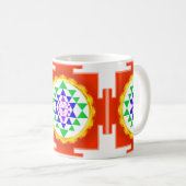 PixDezines Sri Yantra Chakra Clearing/Orangenglühe Kaffeetasse (VorderseiteRechts)