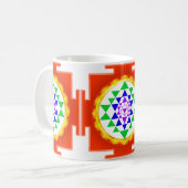 PixDezines Sri Yantra Chakra Clearing/Orangenglühe Kaffeetasse (Vorderseite Links)