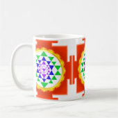 PixDezines Sri Yantra Chakra Clearing/Orangenglühe Kaffeetasse (Links)