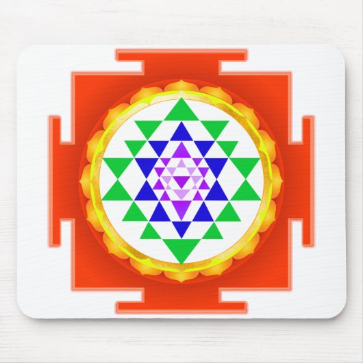 PixDezines Sri Yantra Chakra Clearing/Orangenglühe Mousepad (Vorne)