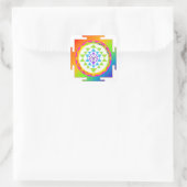 PixDezines Sri Yantra/Chakra Clearing/Regenbogen Quadratischer Aufkleber (Tasche)