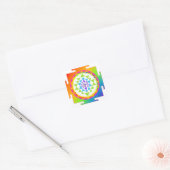 PixDezines Sri Yantra/Chakra Clearing/Regenbogen Quadratischer Aufkleber (Umschlag)