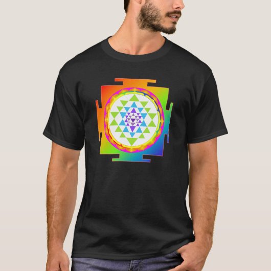 PixDezines sri yantra/Chakra Clearing/Regenbogen T-Shirt (Vorderseite)