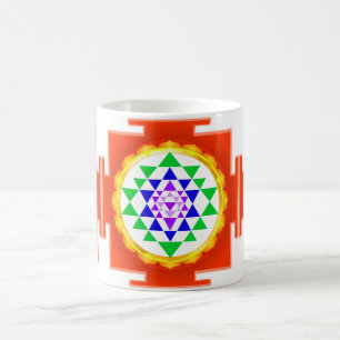 PixDezines Sri Yantra Chakra Klärung/Orange Glanz Kaffeetasse