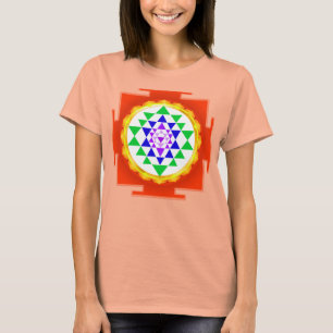 PixDezines Sri Yantra Chakra Klärung/Orange Glanz T-Shirt
