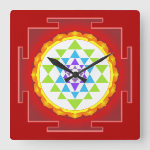 PixDezines Sri Yantra/Chakra Quadratische Wanduhr