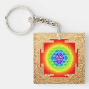 PixDezines Sri Yantra, farbenfrohes Chakra Clearin Schlüsselanhänger