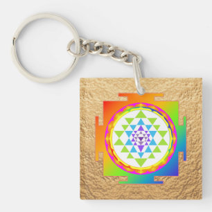 PixDezines Sri Yantra, farbenfrohes Chakra Clearin Schlüsselanhänger