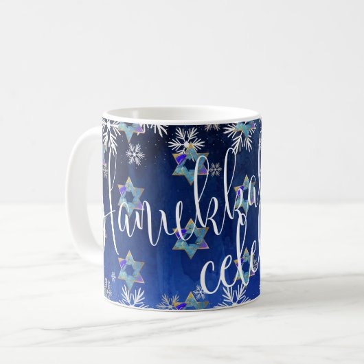 PixDezines Star von David Pattern, Hanukkah Kaffeetasse (Vorderseite Links)