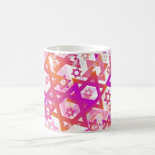 PixDezines Star von David Pattern, Pink+Orange Kaffeetasse (Mittel)