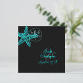PixDezines Starfish/Beach Hochzeit Einladungen (Stehend Vorderseite)