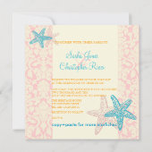 PixDezines Starfish + Damask Hochzeitseinladungen Einladung (Rückseite)