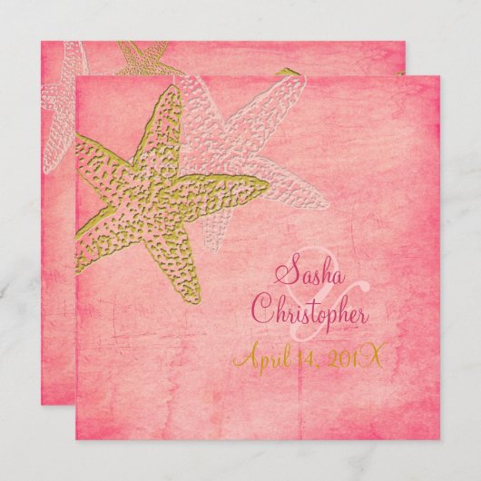 PixDezines STARFISH/PINK SAND/INVITATIONEN Einladung (Vorne/Hinten)