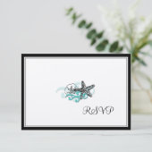 PixDezines Starfish RSVPs RSVP Karte (Stehend Vorderseite)