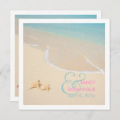 PixDezines Starfish + Strand/tropische Hochzeit Einladung (Vorne/Hinten)