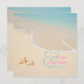 PixDezines Starfish + Strand/tropische Hochzeit Einladung (Vorne/Hinten)